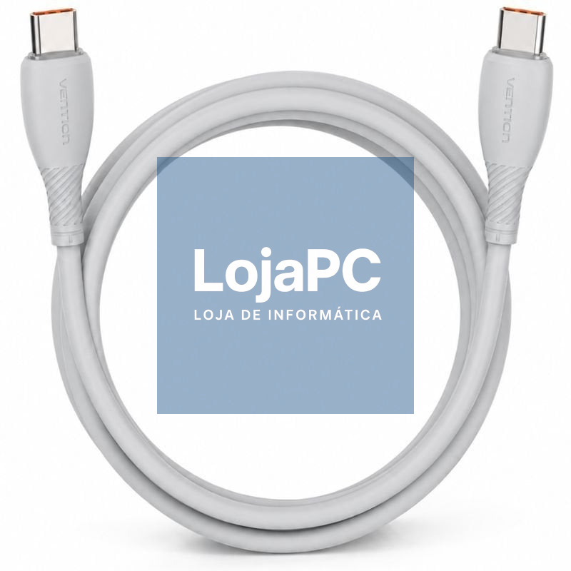Cabo USB 2.0 Tipo-C Vention TRWHF/ USB Tipo-C Macho - USB Tipo-C Macho/ até 100W/ 480Mbps/ 1m/ Cinzento