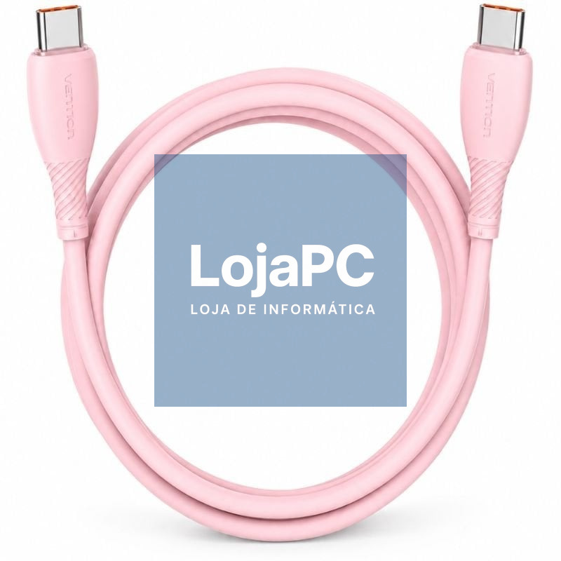 Cabo USB 2.0 Tipo-C Vention TRWPH/ USB Tipo-C Macho - USB Tipo-C Macho/ até 100W/ 480Mbps/ 2m/ Rosa