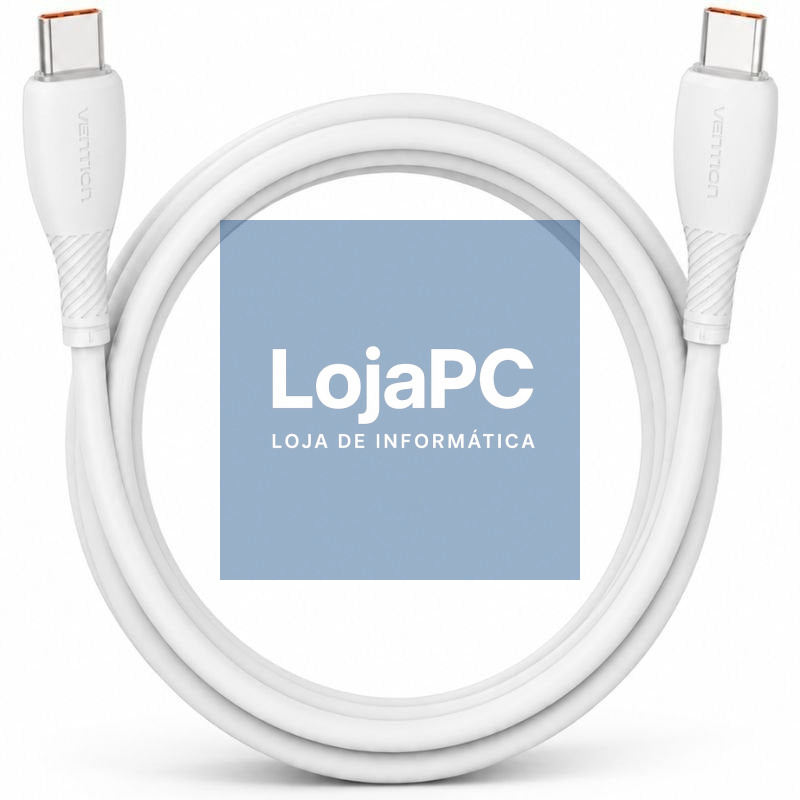 Cabo USB 2.0 Tipo-C Vention TRWWH/ USB Tipo-C Macho - USB Tipo-C Macho/ até 100W/ 480Mbps/ 2m/ Branco