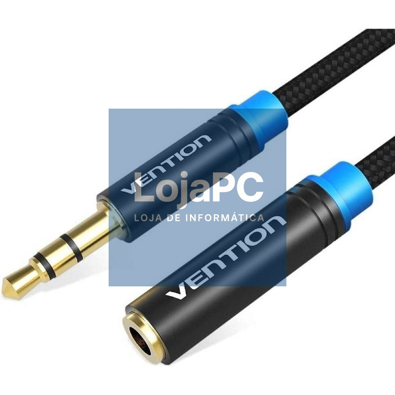 Cabo Estéreo Vention VAB-B06-B300-M/ Jack 3.5 Macho - Jack 3.5 Fêmea/ 3m/ Preto