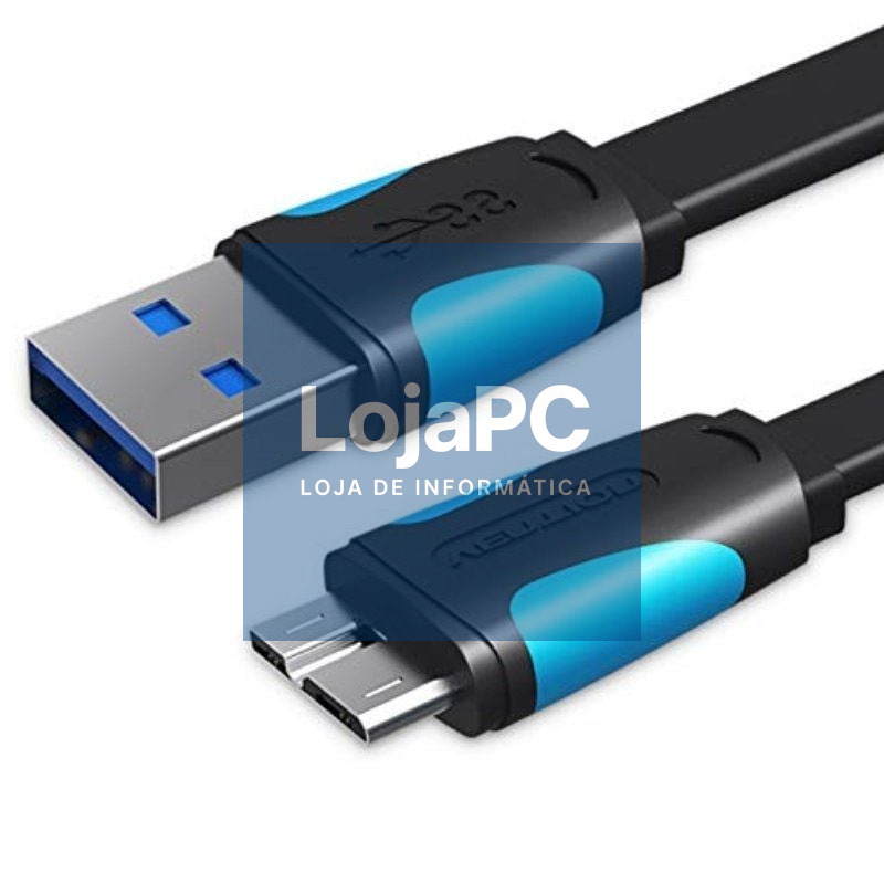 Cabo USB 3.0 Vention VAS-A12-B100/ MicroUSB Macho - USB Macho/ até 10W/ 5Gbps/ 1m/ Azul y Preto