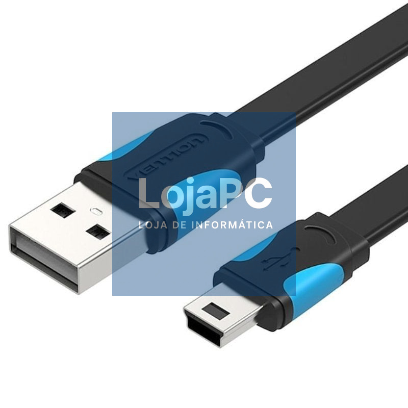 Cabo USB 2.0 Vention VAS-A14-B100/ Mini USB Macho - USB Macho/ 480Mbps/ 1m/ Azul y Preto