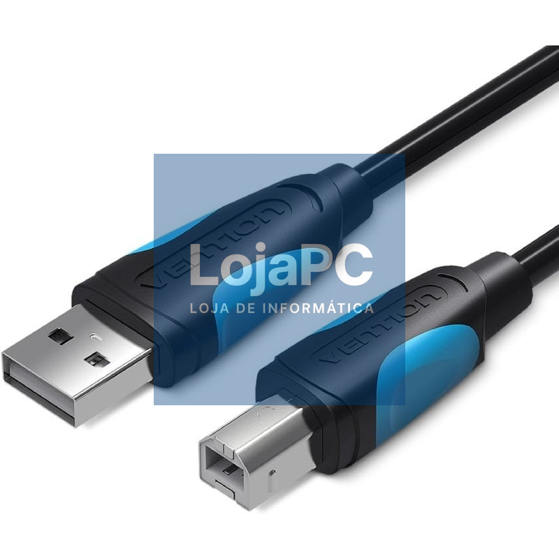 Cabo USB 2.0 Impressora Vention VAS-A16-B100/ USB Tipo-B Macho - USB Macho/ 480Mbps/ 1m/ Preto