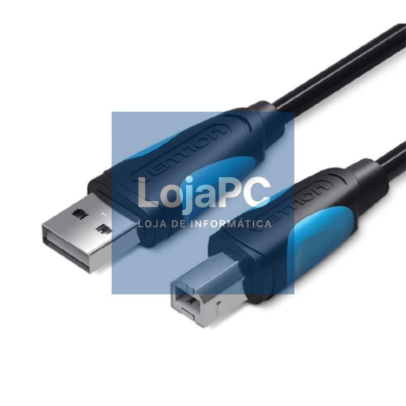 Cabo USB 2.0 Impressora Vention VAS-A16-B150/ USB Tipo-B Macho - USB Macho/ 480Mbps/ 1.5m/ Preto