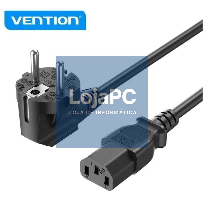 Cabo de alimentação Vention ZCJBAC/ IEC C13 Fêmea - CEE7 Macho/ 1.8m/ Preto