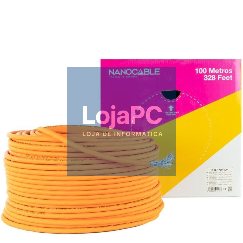 Bobina de Cabo SFTP PIMF AWG23 Nanocable 10.20.1700-100 Cat.7/ 100m/ Laranja