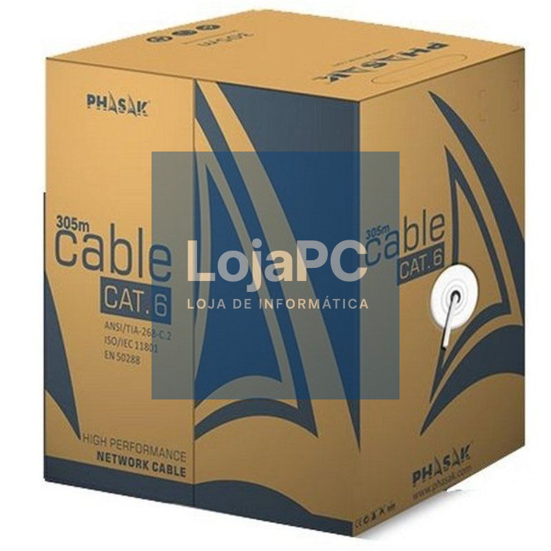 Bobina de Cabo RJ45 FTP Phasak PHR 6312 Cat.6/ 305m/ Cinzento