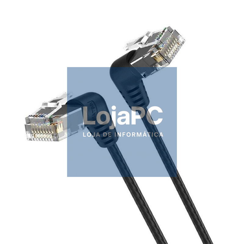 Cabo de rede RJ45 UTP Vention IBOBD Cat.6A/ 50cm/ Cabeza Rotatoria 360º/ Preto