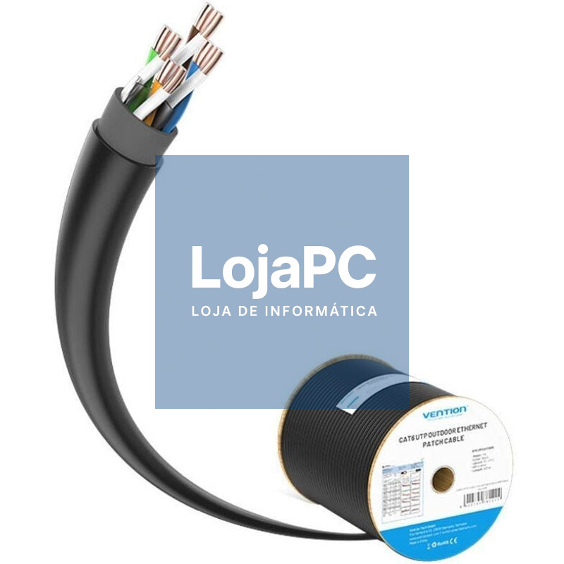 Bobina de Cabo RJ45 UTP Vention IHLB305 Outdoor Patch Cat.6/ 305m/ Preto