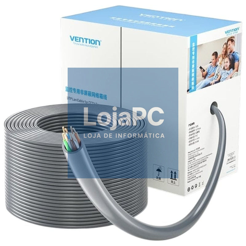 Bobina de Cabo RJ45 UTP Vention IJCH305 Outdoor Patch Cat.5e/ 305m/ Cinzento