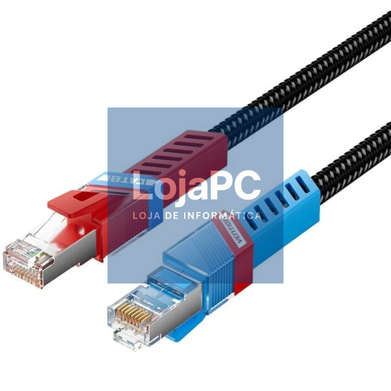 Cabo de rede RJ45 SFTP Vention IKJBF Cat.8/ Gaming/ 1m/ Preto