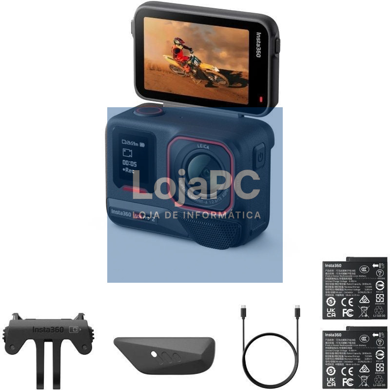Câmara Digital Desportiva Insta360 Ace Pro 2 Pack de 2 Baterías/ 8K/ Ángulo de visão 180º/ Preta