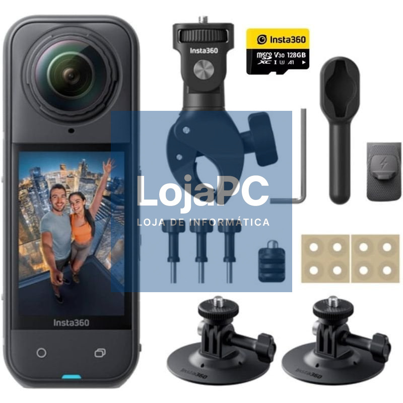 Câmara Digital Desportiva Insta360 X5 Motorcycle Bundle/ 8K/ Ángulo de visão 360º/ Preta