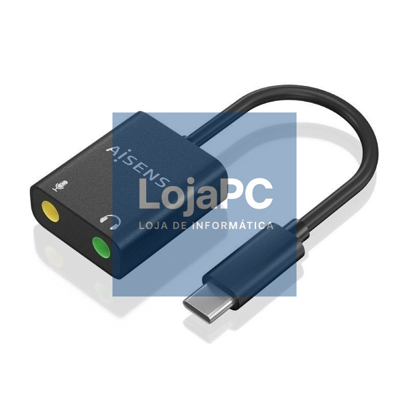 Placa de som Aisens A109-0767/ USB-C Macho - 2xJack 3.5 Fêmea