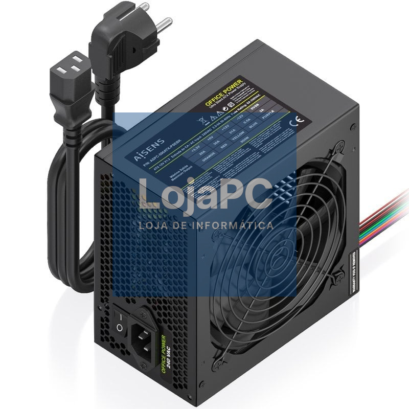 Fonte de alimentação Aisens ASPC-500ATX-PSEBK/ 500W/ Ventoinha 12cm