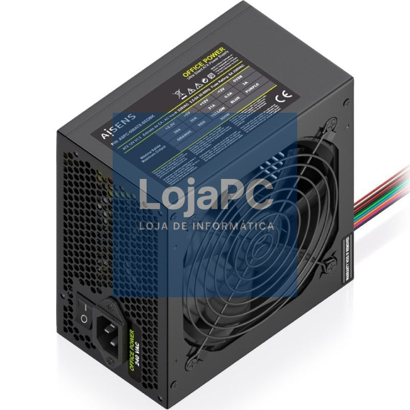 Fonte de alimentação Aisens ASPC-500ATX-SEOBK/ 500W/ Ventoinha 12cm