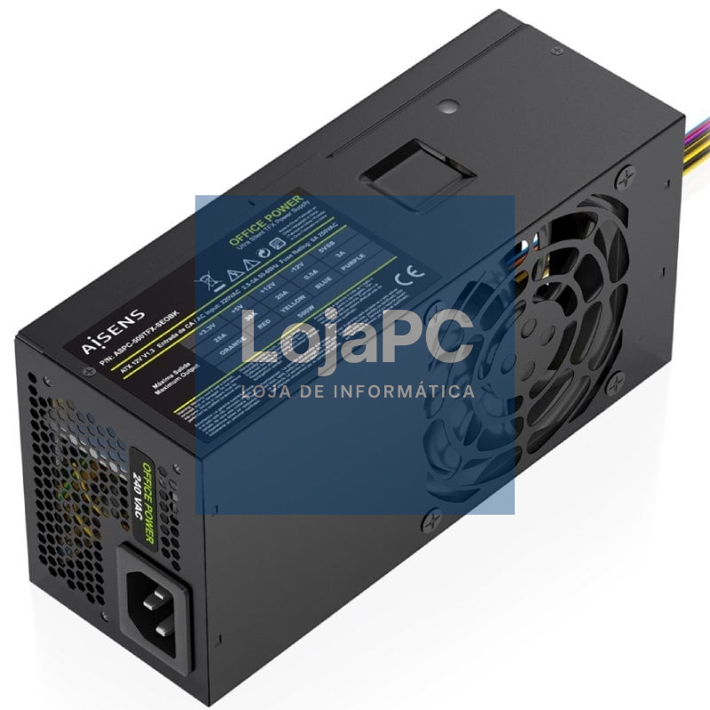 Fonte de alimentação TFX Aisens ASPC-500TFX-SEOBK/ 500W/ Ventoinha 8cm