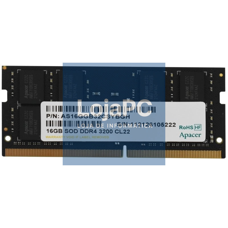Memória RAM Apacer ES.16G21.PSH 16GB/ DDR4/ 3200MHz/ 1.2V/ CL22/ SODIMM