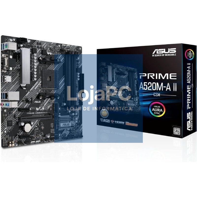 Placa-mãe Asus Prime A520M-A II/CSM Socket AM4/ DDR4/ PCIe 3.0/ Micro ATX