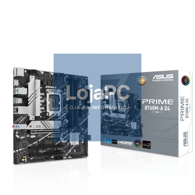 Placa-mãe Asus Prime B760M-A D4-CSM/ Socket 1700/ DDR4/ PCIe 4.0/ Micro ATX