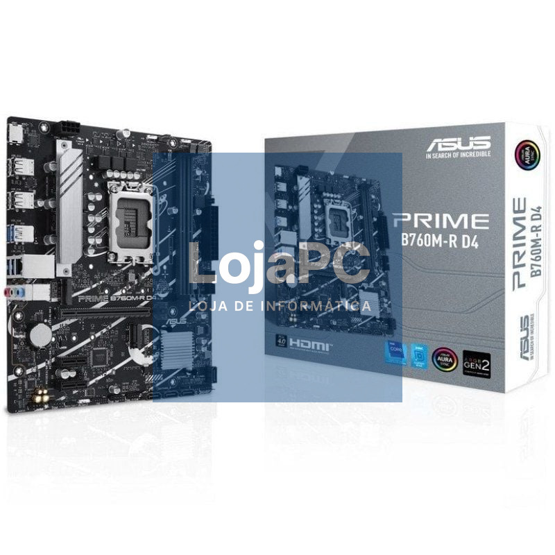 Placa-mãe Asus Prime B760M-R D4 Socket 1700/ DDR4/ PCIe 4.0/ Micro ATX