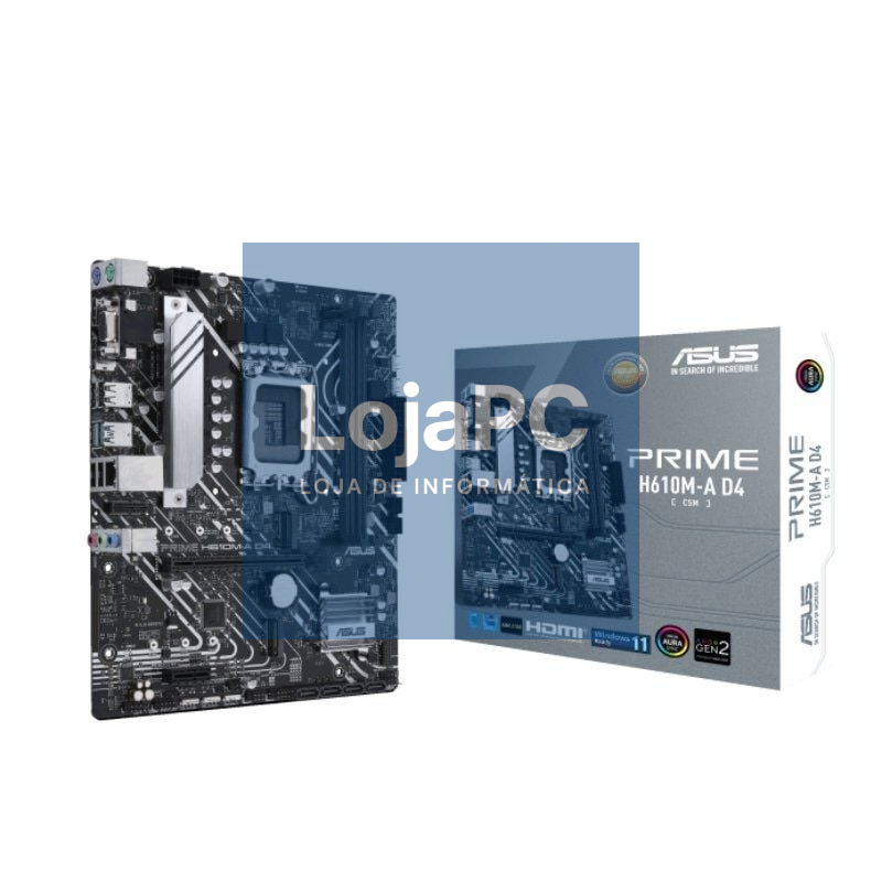 Placa-mãe Asus Prime H610M-A D4-CSM/ Socket 1700/ DDR4/ PCIe 4.0/ Micro ATX