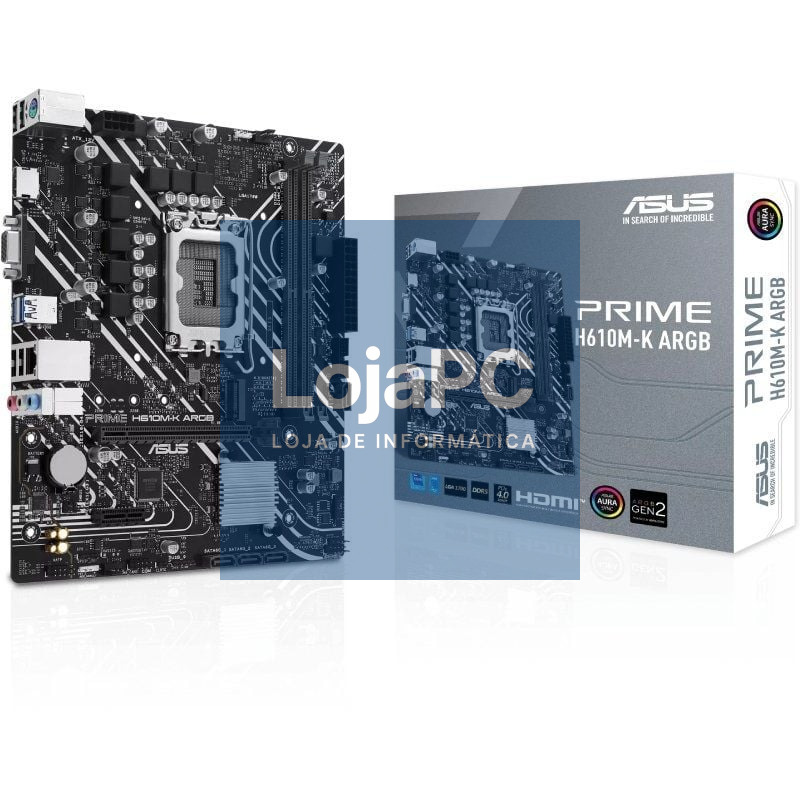Placa-mãe Asus Prime H610M-K ARGB Socket 1700/ DDR5/ PCIe 4.0/ Micro ATX
