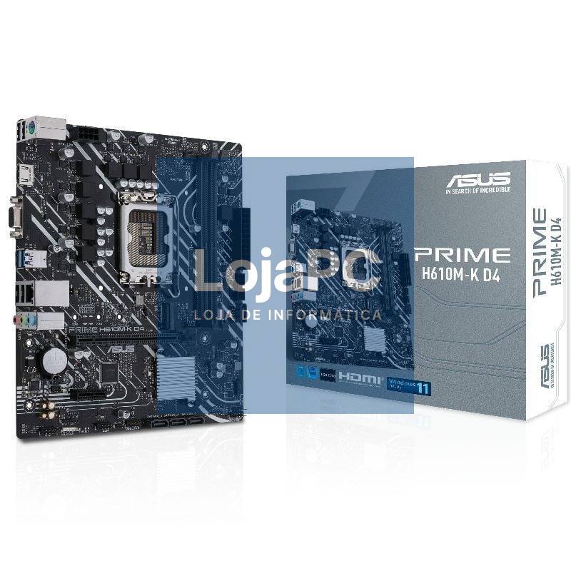 Placa-mãe Asus Prime H610M-K D4/ Socket 1700/ DDR4/ PCIe 4.0/ Micro ATX