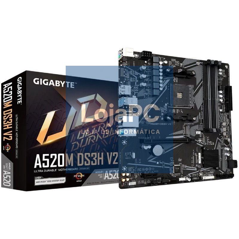 Placa-mãe Gigabyte A520M DS3H V2 Socket AM4/ DDR4/ PCIe 3.0/ Micro ATX