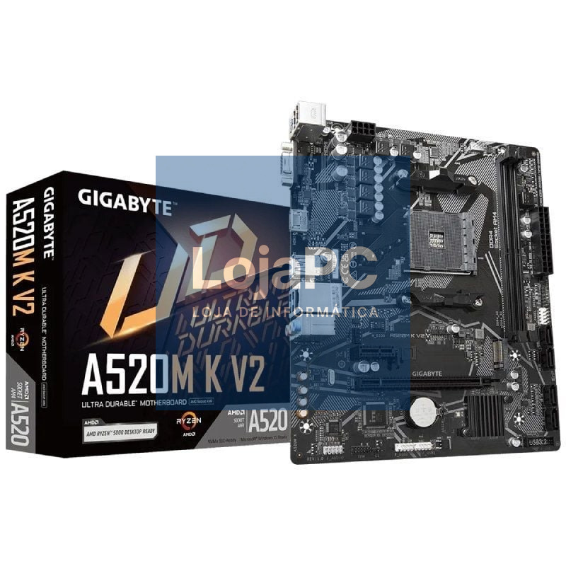 Placa-mãe Gigabyte A520M K V2 Socket AM4/ DDR4/ PCIe 3.0/ Micro ATX