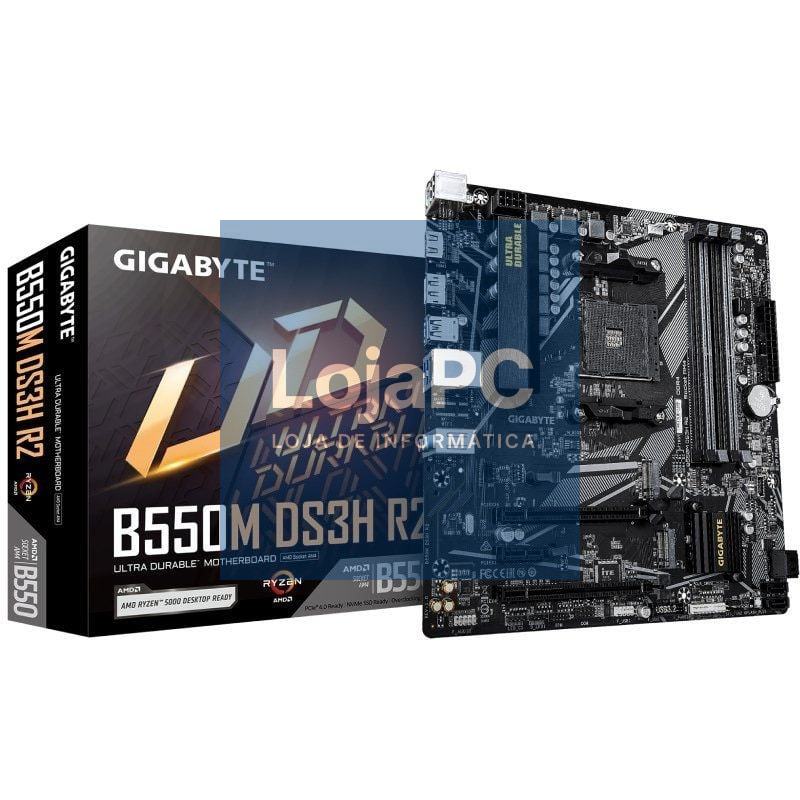 Placa-mãe Gigabyte B550M DS3H R2 Socket AM4/ DDR4/ PCIe 4.0/ Micro ATX