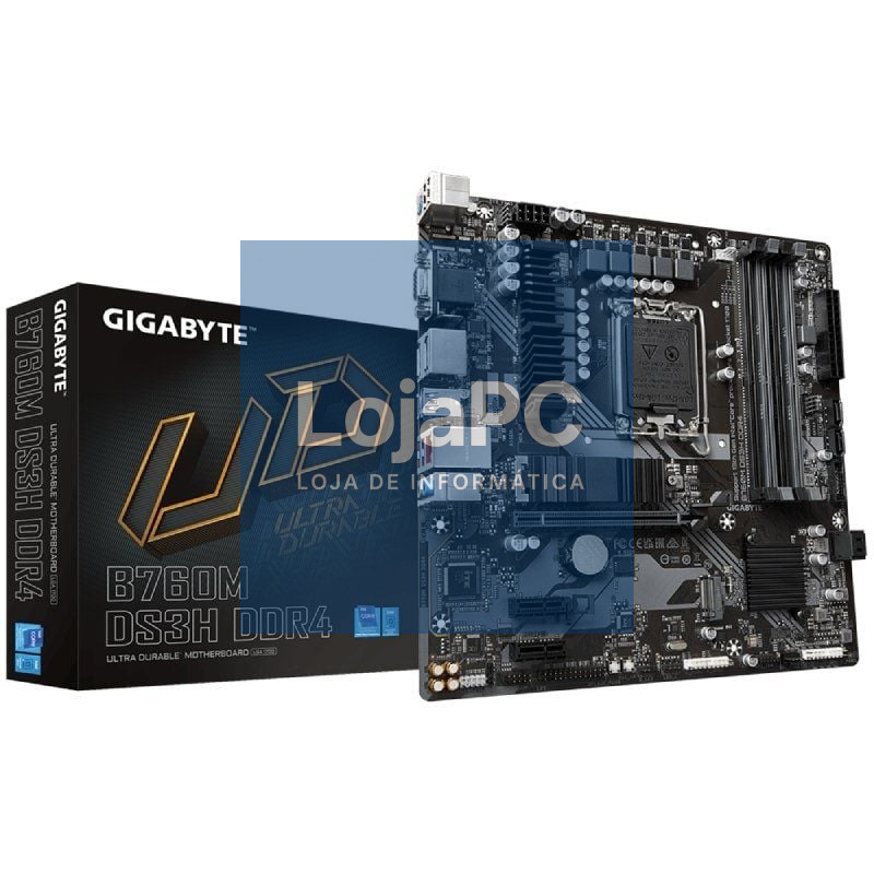 Placa-mãe Gigabyte B760M DS3H DDR4 Socket 1700/ DDR4/ PCIe 4.0/ Micro ATX
