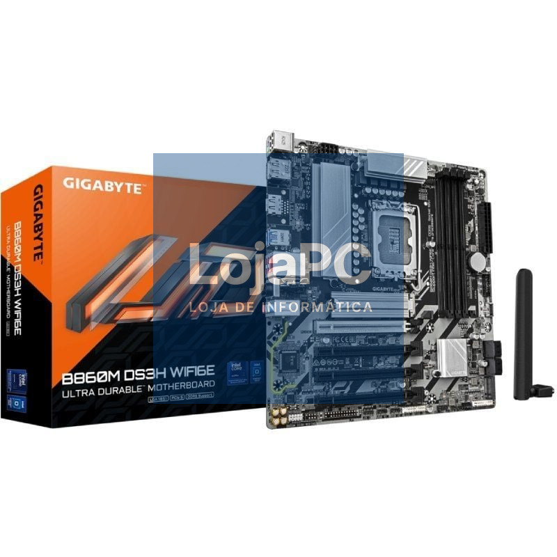 Placa-mãe Gigabyte B860M DS3H WIFI6E Socket 1851/ DDR5/ PCIe 5.0/ Micro ATX