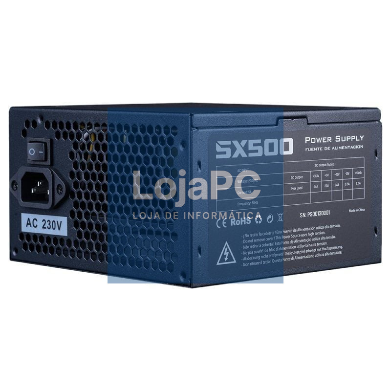 Fonte de alimentação Hiditec SX 500 BULK/ 500W/ Ventoinha 12cm/ inclui cabo de alimentação 1.5m
