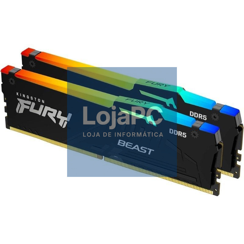 Memória RAM Kingston FURY Beast RGB 2 x 16GB/ DDR5/ 6000MHz/ 1.35V/ CL36/ DIMM