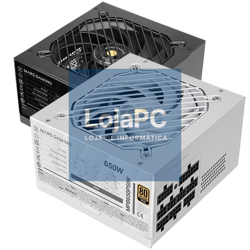 Fonte de alimentação Mars Gaming MPB650PSI/ 650W/ Ventoinha 12cm/ 80 Plus Gold/ Branca