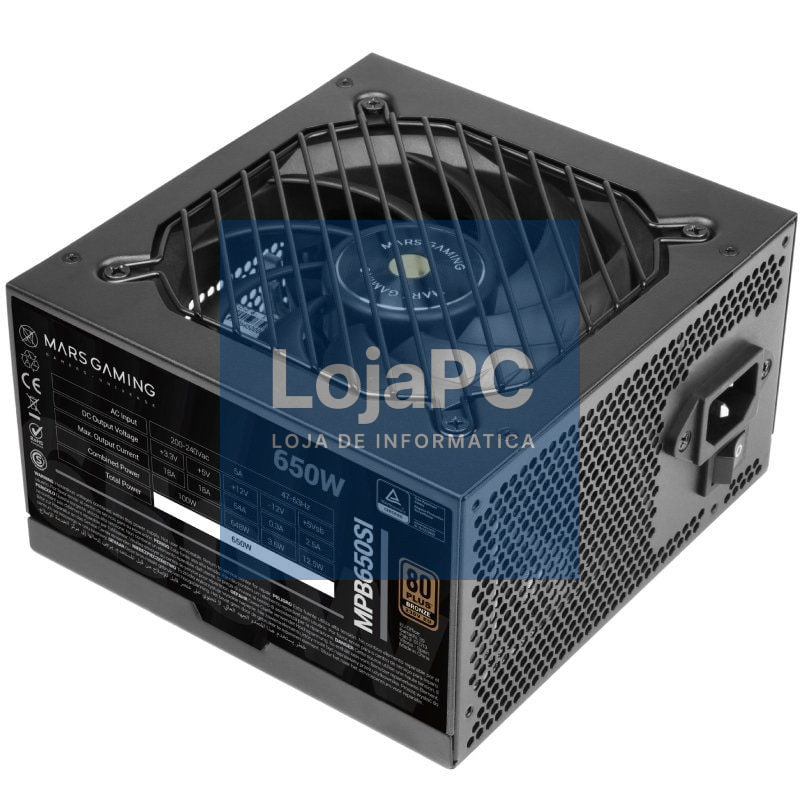 Fonte de alimentação Mars Gaming MPB650SI/ 650W/ Ventoinha 12cm/ 80 Plus Bronze