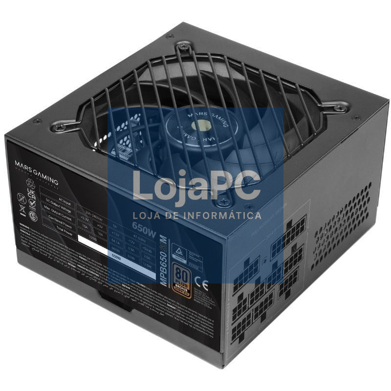 Fonte de alimentação Mars Gaming MPB650SIM/ 650W/ Ventoinha 12cm/ 80 Plus Bronze