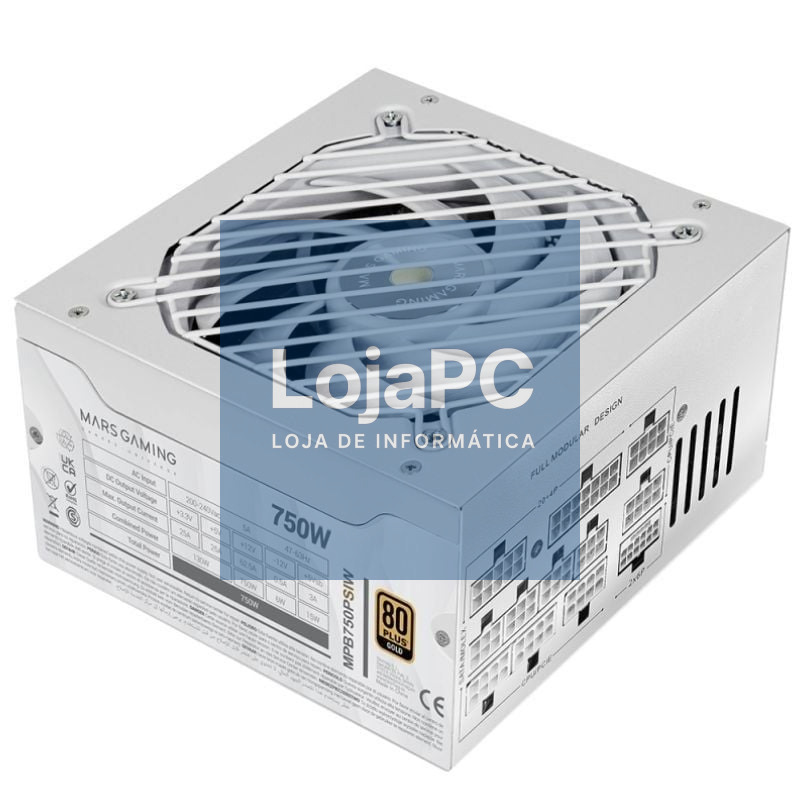Fonte de alimentação Mars Gaming MPB750PSI/ 750W/ Ventoinha 14cm/ ATX 3.1/ PCIe 5.1/ 80 Plus Gold