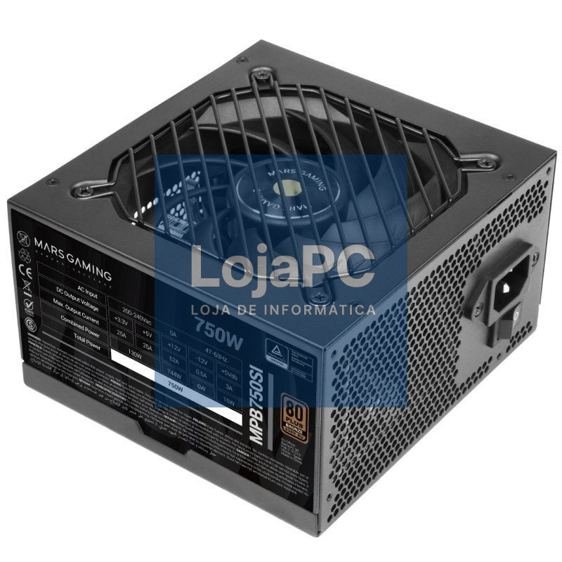 Fonte de alimentação Mars Gaming MPB750SI/ 750W/ Ventoinha 12cm/ 80 Plus Bronze