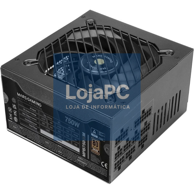 Fonte de alimentação Mars Gaming MPB750SIM/ 750W/ Ventoinha 14cm/ 80 Plus Bronze