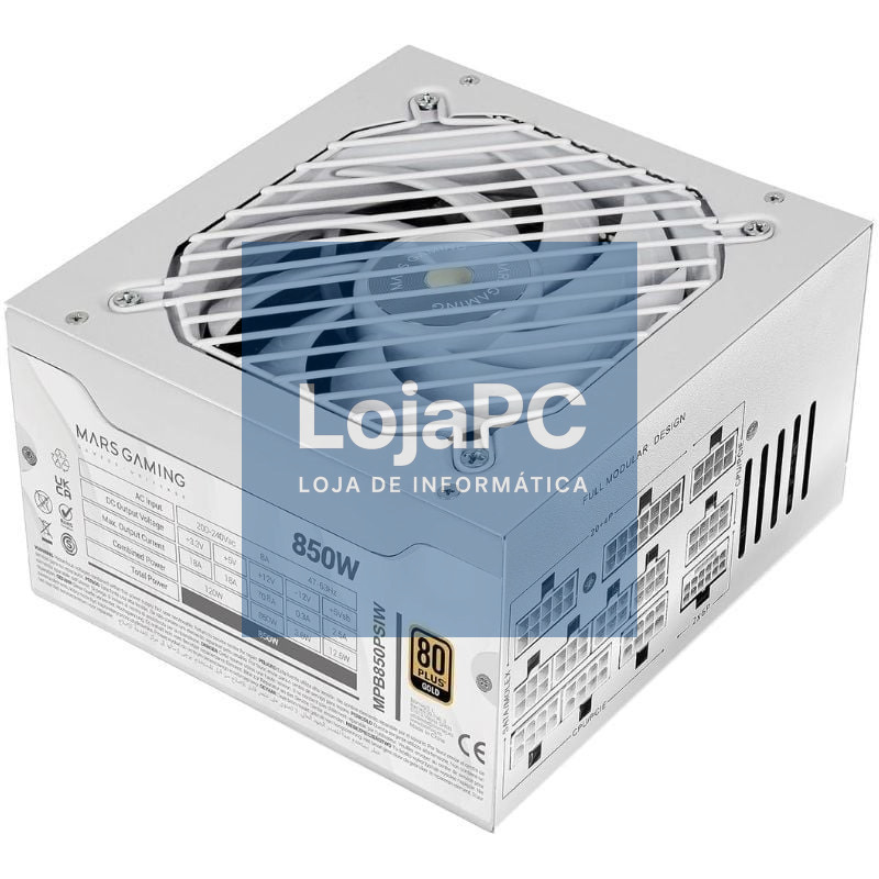 Fonte de alimentação Mars Gaming MPB850PSI/ 850W/ Ventoinha 14cm/ ATX 3.1/ PCIe 5.1/ 80 Plus Gold