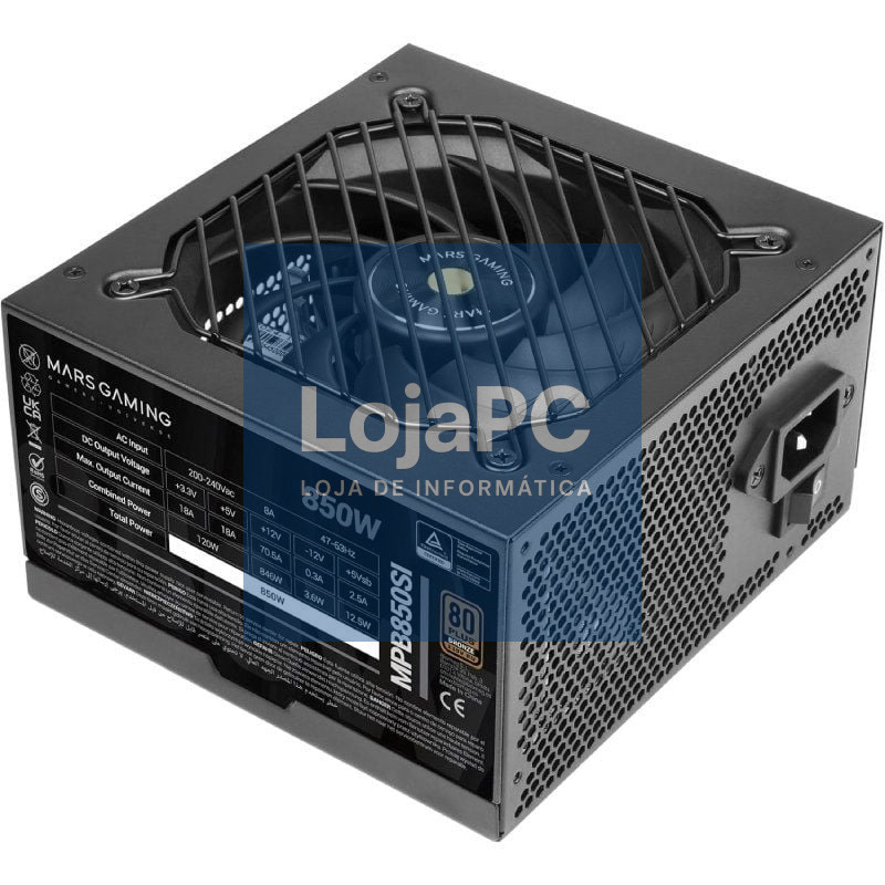 Fonte de alimentação Mars Gaming MPB850SI/ 850W/ Ventoinha 12cm/ 80 Plus Bronze