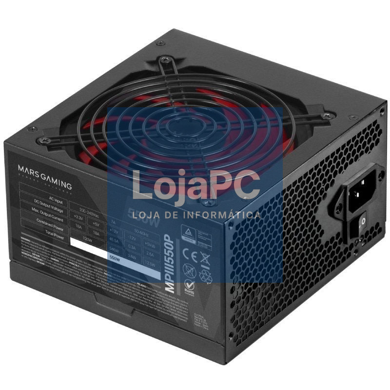 Fonte de alimentação Mars Gaming MPIII550P/ 550W/ Ventoinha 12cm