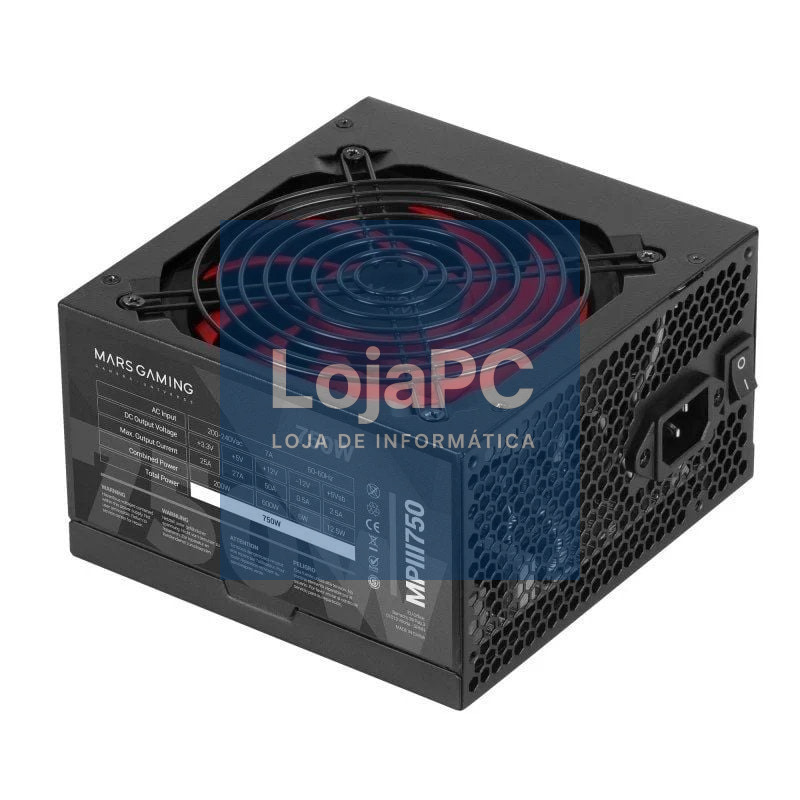 Fonte de alimentação Mars Gaming MPIII750/ 750W/ Ventoinha 12cm