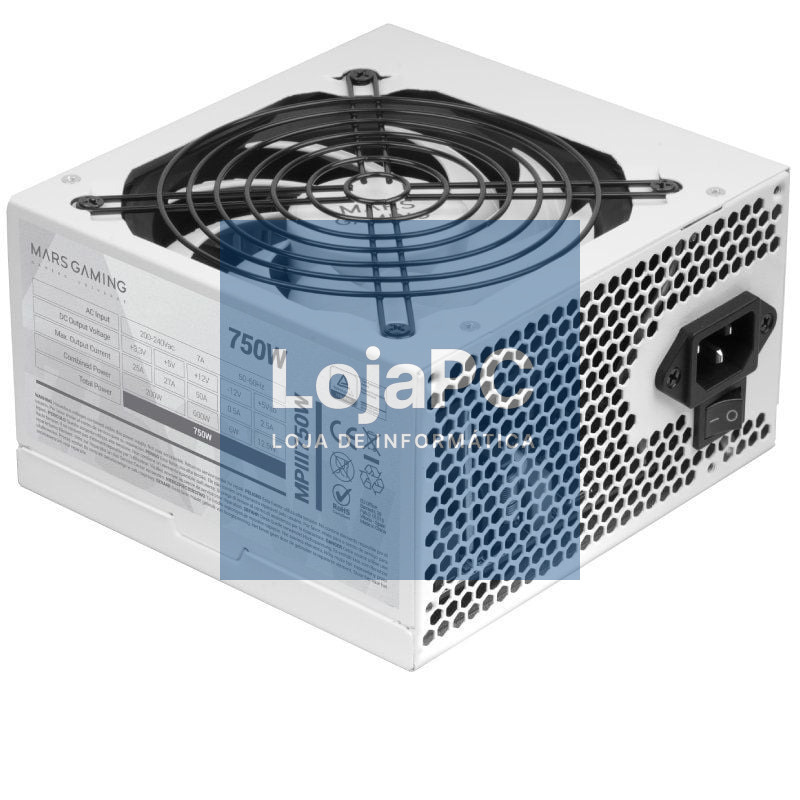 Fonte de alimentação Mars Gaming MPIII750W/ 750W/ Ventoinha 12cm/ Branca