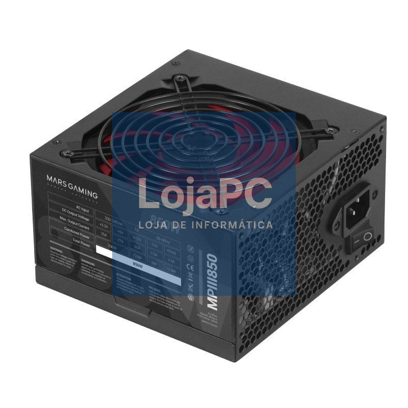 Fonte de alimentação Mars Gaming MPIII850/ 850W/ Ventoinha 12cm