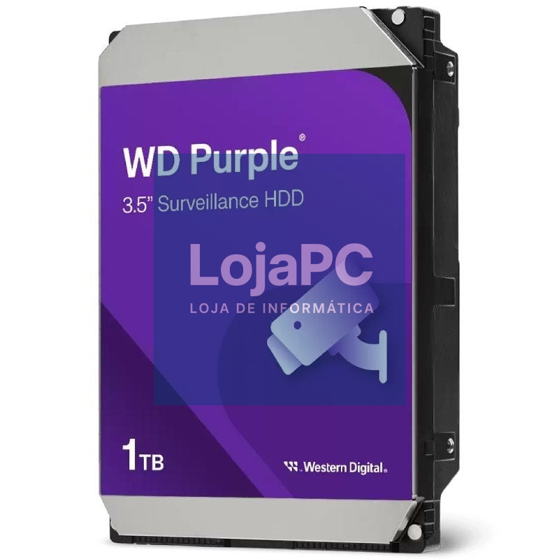 Disco rígido Western Digital WD Purple Surveillance 1TB/ 3.5'/ SATA III/ 64MB