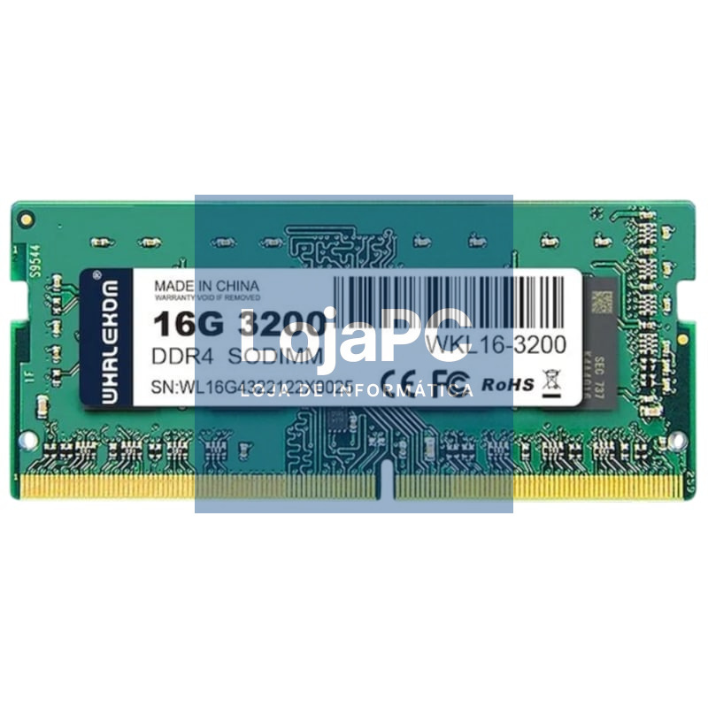 Memória RAM Whalekom WK4SO32 16GB/ DDR4/ 3200MHz/ 1.2V/ CL19/ SODIMM