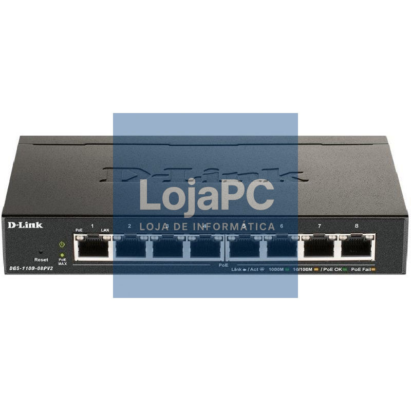 Switch D-Link DGS-1100-08PV2 8 Portas/ RJ-45 10/100/1000 PoE